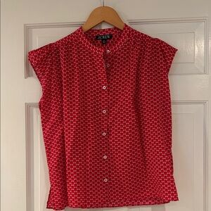 J. Crew Red Patterned Blouse